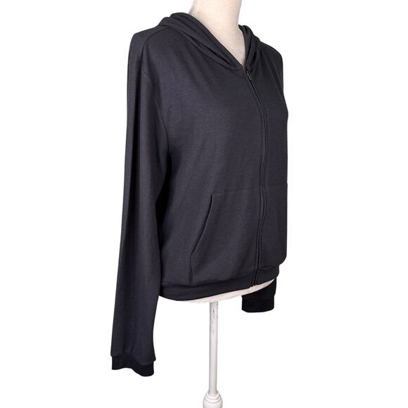 Fabletics Donna Lounge Hoodie Waffle XXL 14/16 Pewter Gray New - Picture 4 of 13